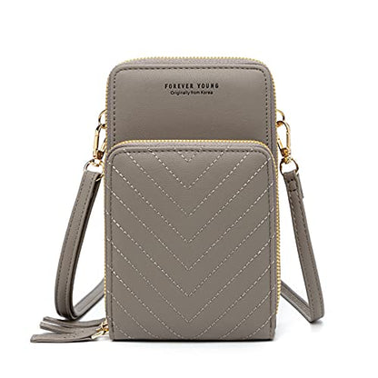 myfriday Small Cell Phone Crossbody Bag, Multi-pocket & 6 Card Slots - color: C-grey