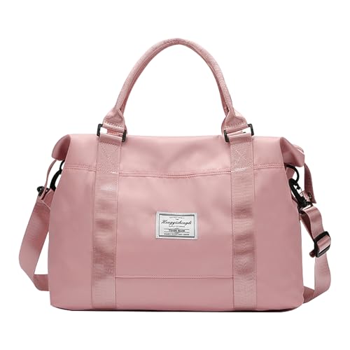 Travel Duffel Bag, Sports Shoulder Weekender Overnight Waterproof Tote Bag for Sports Travel Gym(Pink,51x34x13cm) - color: Pink,51x34x13cm