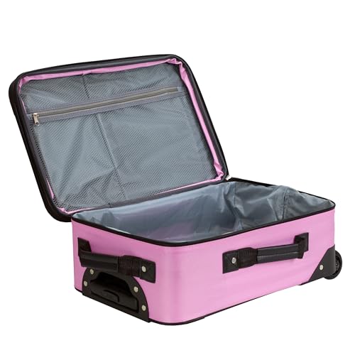 Rockland Fashion Softside 2 Piece Luggage Set, Expandable, (14" Tote/19" Upright), Pink - color: Pink, size: 2 Piece (19"/14" Tote)