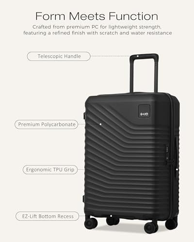 Coolife Luggage, Lightweight PC Hardside Suitcase, Checked-Large 28-Inch - color: Black, size: Checked-Large 28-Inch