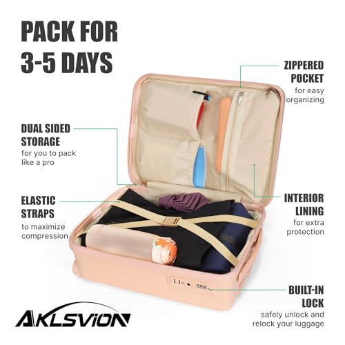 18-inch Carry-on Boarding Luggage: Equipped with Movable Wheels, TSA Approved,Under the Seat, Hard Shell Construction, Lightweight Bag with Essential Accessories (Baby Pink) - color: Baby Pink