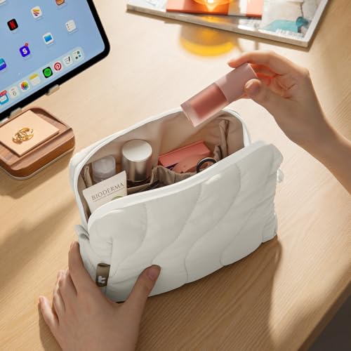 tomtoc Electronics Organizer Travel Case, Soft Puffy Accessory Tech Case - color: Snowberg