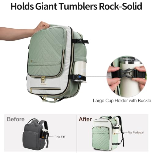 VANKEAN 40L Water- Resistant Laptop Backpack for Women College - color: Beige/Light Green, size: 40L