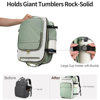 VANKEAN 40L Water- Resistant Laptop Backpack for Women College - color: Beige/Light Green, size: 40L