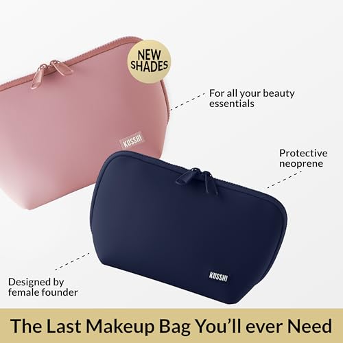 KUSSHI Neoprene Makeup Bag (Navy/Khaki) - color: Navy/Khaki