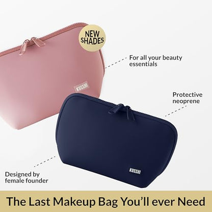 KUSSHI Neoprene Makeup Bag (Navy/Khaki) - color: Navy/Khaki