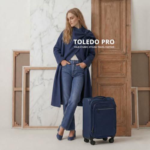 Verage Toledo Carry On Luggage Softside Expandable Suitcase with Spinner Wheel (20-Inch, Navy) - color: Navy, size: Carry-On 20-Inch