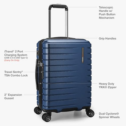 Traveler's Choice Archer Polycarbonate Hardside Spinner Luggage Set, Blue, Carry-On 21-Inch, Tie Down Straps - color: Blue, size: 1-Piece (Carry-On 21-Inch)