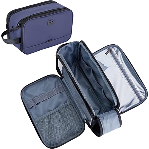ZEEMO Travel Toiletry Bag for Men, Full Open Dopp Kit with Dual Compartment - color: Blue, size: Medium