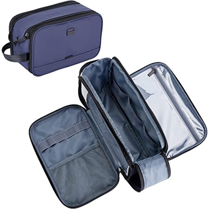 ZEEMO Travel Toiletry Bag for Men, Full Open Dopp Kit with Dual Compartment - color: Blue, size: Medium