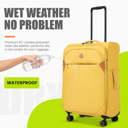 Verage Cambridge Lightweight Luggage Softside Expandable Spinner Wheel Suitcase (Misted Yellow, 24-Inch) - color: Misted Yellow, size: 24-Inch