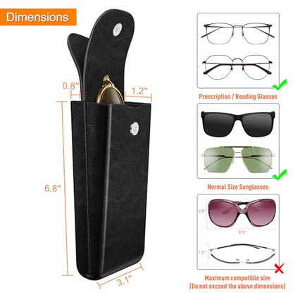 FINTIE Double Glasses Case with Carabiner Hook, Vegan Leather Eyeglass Case - color: Black