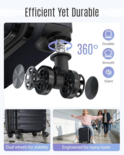 LIGHT FLIGHT Carry On Luggage 22x14x9 Airline Approved Suitcase,Black - color: Black