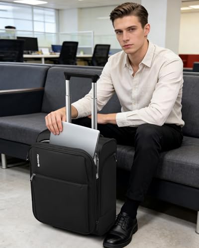 Hanke Underseat Carry On Luggage with Wheels, 17 Inch Rolling Bag, Black - color: Black, size: 17 Inch Underseat Plus