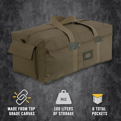 Rothco Active-Duty Canvas Bag - Durable Gear Duffle for Any Adventure, 100L - color: Coyote Brown