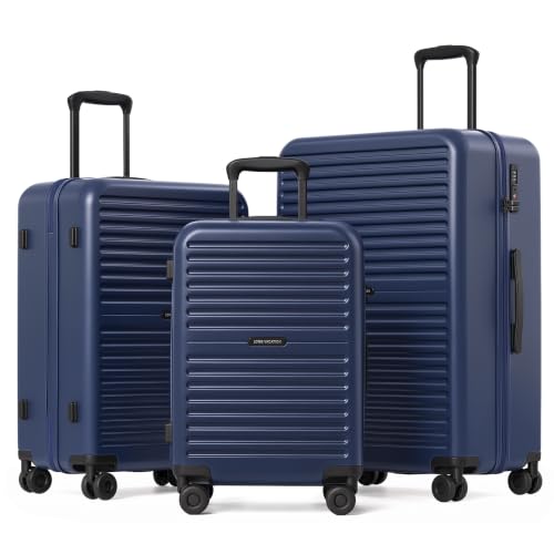 LONG VACATION Luggage Sets, 3 Piece, Durable Suitcase with Spinner Wheels - color: Blue, size: 3 Piece Set (20in/24in/28in)