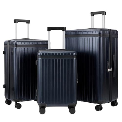 3-Piece Hardside Luggage Set with Spinner Wheels, Blue | PC+ABS Travel Suitcase Sets Hardshell Rolling Luggage Lightweight Durable - color: Blue, size: 20''/24''/28''