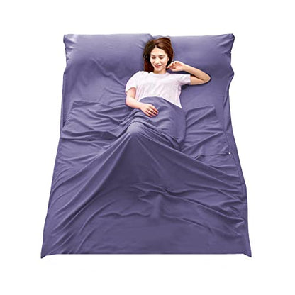 Sleeping Bag Liner, Camping Travel Home Bed Sheet Compact Sacks - color: Grey Blue, size: 63*82.7"