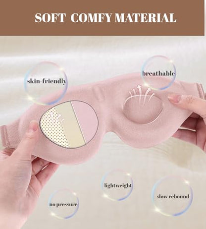 Sleep Mask for Women Men Comfortable Blockout Soft 3D Padded Eye Mask for Sleeping Side Sleeper Friendly Black - color: Black
