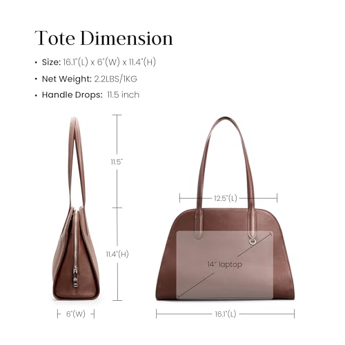 befen Genuine Leather Tote Bag for Women Work Travel Leather Purse Handbags - color: Z3-dark Brown