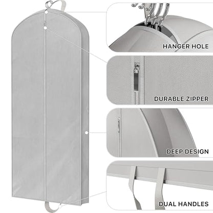 Simple Houseware 60" Travel Garment Bag, 4" Gusset Lightweight, Gray 3 Pack - size: 60-Inch, 3-Pack, Gray