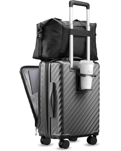 LUGGEX Front Compartment Carry On Set, Gunmetal, 20" + Tote - color: Gunmetal
