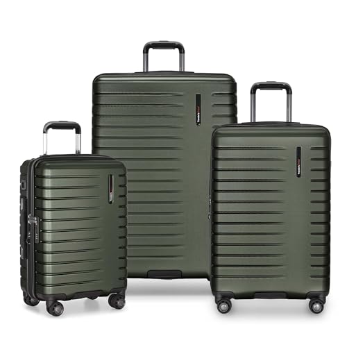 Traveler's Choice Archer Polycarbonate Hardside Spinner Luggage Set, Tie Down Straps, Green, 3-Piece - color: Green, size: 3-Piece Set