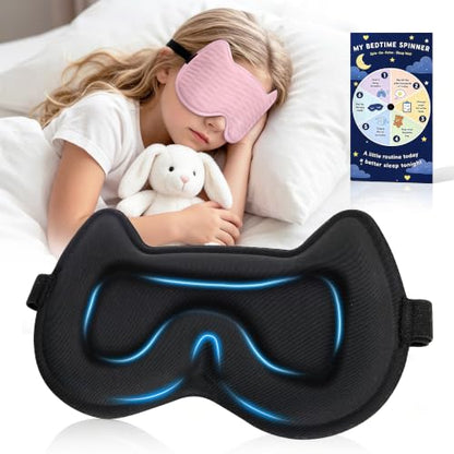 Kids Sleep Mask, 3D Contoured Kids Eye Mask for Sleeping - color: Pink