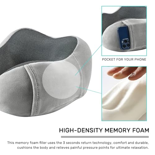 urnexttour Neck Pillow Airplane Travel Pillow 2 Pack Black and Grey - color: Black&grey