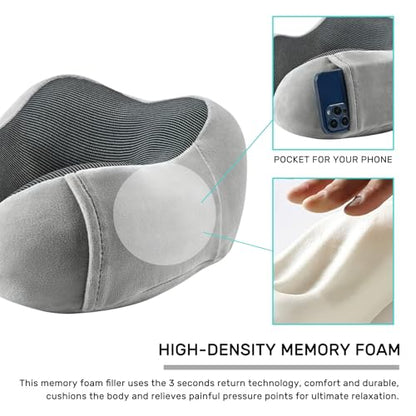 urnexttour Neck Pillow Airplane Travel Pillow 2 Pack Black and Grey - color: Black&grey