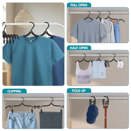 30Pcs Foldable Travel Hangers with Clips Cruise Essentials 2026 Phone Sized - color: Pitch Black, size: 30 Pack