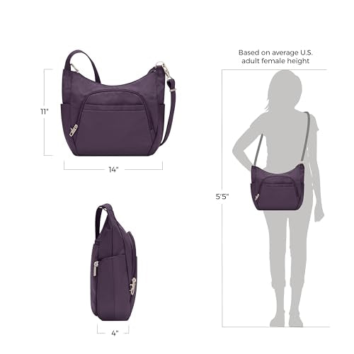 Travelon Anti-theft Classic Crossbody Bucket Bag - color: Purple