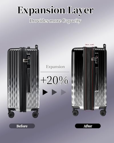 Expandable 20 Inch Carry on Luggage Suitcase with TSA Lock - color: GlossyBlack, size: S(carry-on-20")