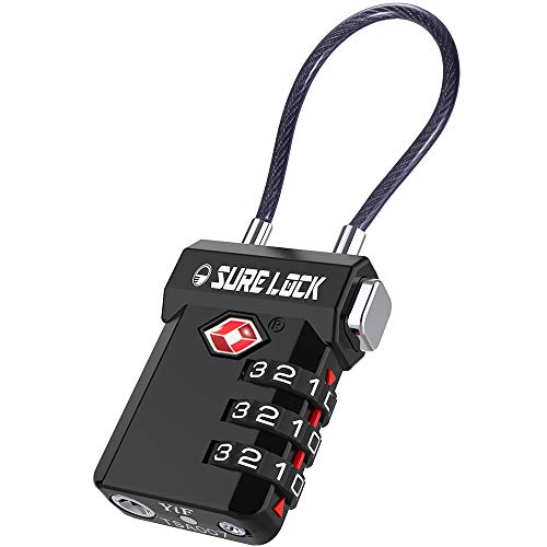 SURE LOCK 3 Digit TSA Approved Luggage Locks - size: Standard Cable