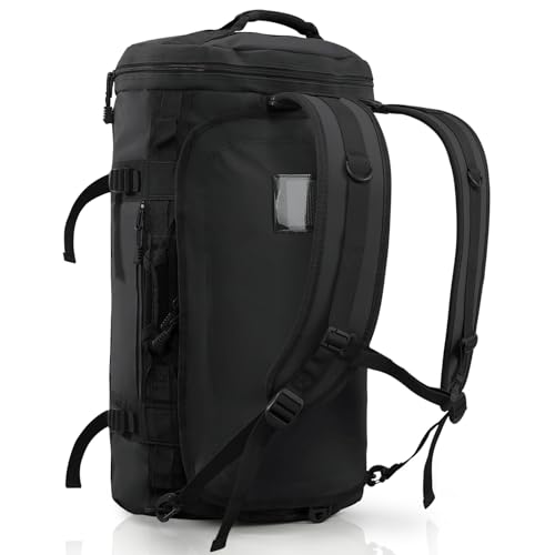 Haimont Heavy Duty Convertible Travel Duffel Backpack, Black, 45L - color: Black, size: 45L