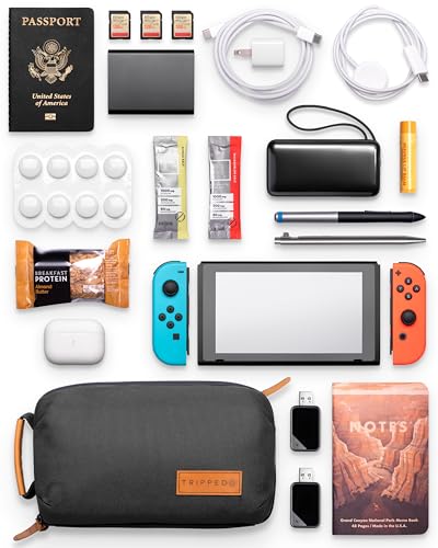 TRIPPED Travel Gear Tech Organizer Pouch for Cables and Accessories - color: Black