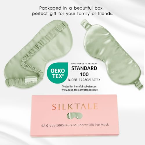 100% Mulberry Silk Eye Mask for Sleeping with Silk Wrapped Adjustable Strap,Mint Green - color: Mint Green