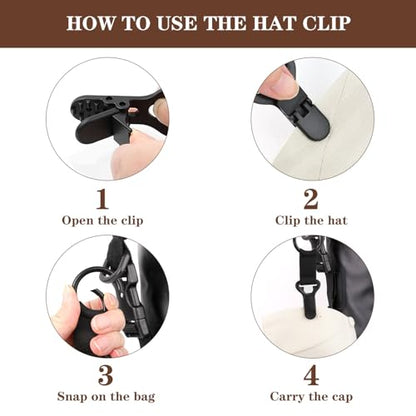 Niveaya Hat Clip for Travel on Bag, Strong Clip Secure Hold, 2 Pack - color: 2pcs Black+leopard