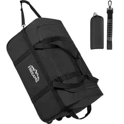 120L Foldable Rolling Duffel Bag with 3 Wheels and Handle (30 inch) - color: Black