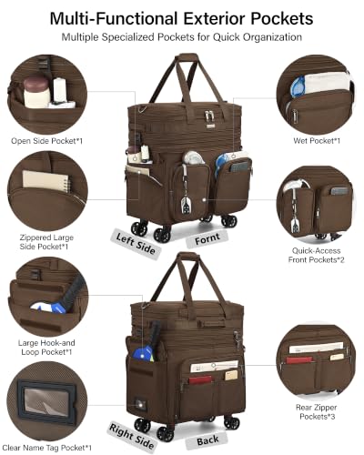 MILADA Expandable Luggage Bags for Travel Large Suitcases with Wheels - color: Coffee