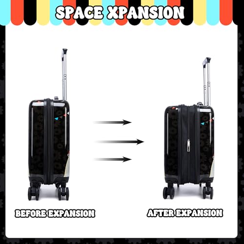 Kids Luggage Set 5 Piece 16'' Hardside Spinner Wheels Travel Suitcase Carry On Airline Approved Black Car - color: Black Car