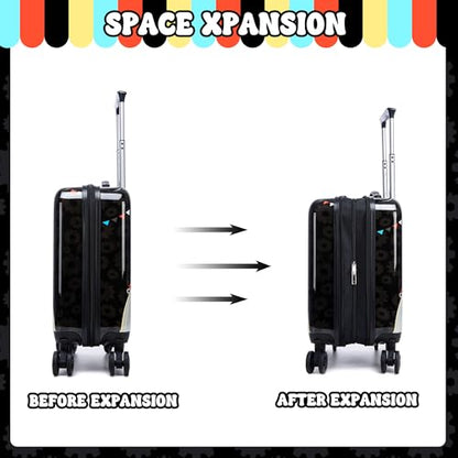 Kids Luggage Set 5 Piece 16'' Hardside Spinner Wheels Travel Suitcase Carry On Airline Approved Black Car - color: Black Car