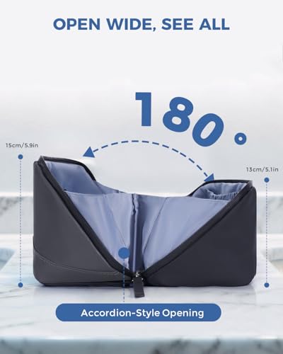 WANDF PU Leather Toiletry Bag for Men, Dopp Kit with Hanging Pouch - color: Medium Plus, Dark Gray, size: Medium Plus