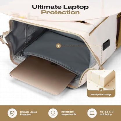 Maelstrom 15.6-17.3" Laptop Backpack with Lunch Box, Work Bag for Women Men - color: Khaki-beige