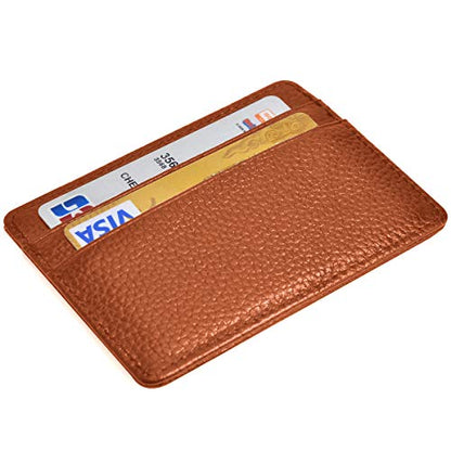 EASTNIGHTS Credit Card Holder Slim Wallet Leather Minimalist Wallet with ID Window - color: brown