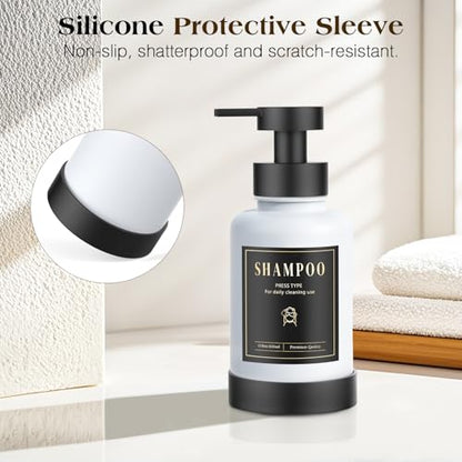 Luxspire Foaming Soap Dispenser 15oz Hand Soap Bottle, Black+White, 2 Pack - color: Black + White