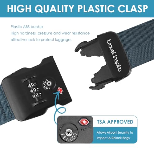 Travel Inspira Heavy Duty Luggage Straps with TSA Lock Navy Blue - color: Navy Blue
