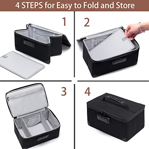 KaAutoler Portable Cosmetic Bag with Lock, Large Capacity Travel Makeup Case Organizer, Waterproof Makeup Bags for Girls Traveling With Handle and Divider Makeup Bag…(Black) - color: Black
