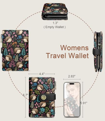 Hedgehog Wallet Women RFID Cute Passport Holder Credit Card Holder - color: Hedgehog