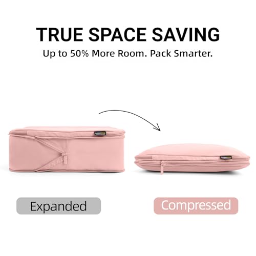 4 Piece Compression Packing Cubes for 3–7 Day Travel, Dusty Pink - color: Dusty Pink, size: 4 Pack